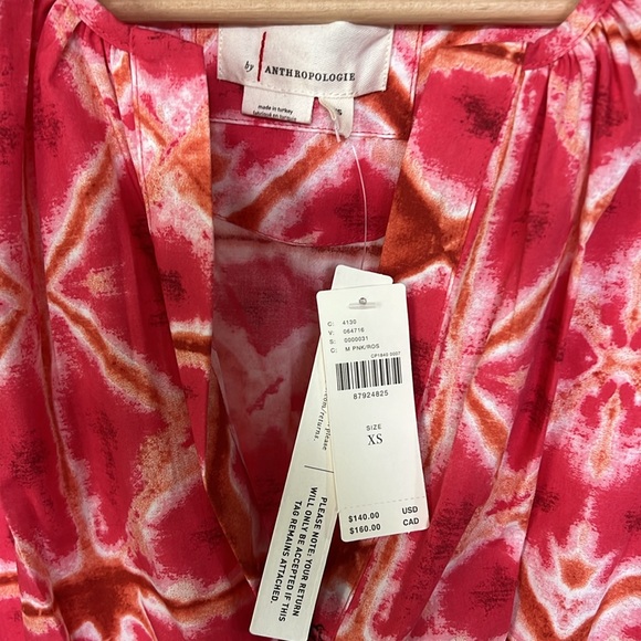 New ANTHROPOLOGIE S/S 💯 Cotton Midi Sundress red/bronze sz XS - Picture 2 of 3